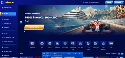 Wonaco - Casinò Moderno con Programma VIP e Slot Premium